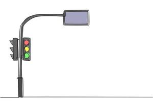 Single one line drawing of a traffic light that uses countdown time to inform road users of remaining stop time and road time. Modern continuous line draw design graphic vector illustration.