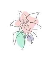 un dibujo de línea continua hermosa flor de orquídea abstracta. concepto natural de belleza fresca mínima. decoración de la pared del hogar, póster, bolso de mano, estampado de tela. Ilustración de vector gráfico de diseño de dibujo de una sola línea