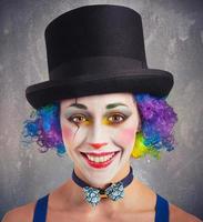 Smiling clown and colorful photo