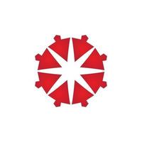 Decorative inspirational icon in red tones, catchy minimalist angular and round logo vector