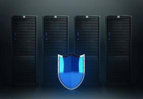 Concept of safety in a data center room with database server photo