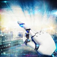 3D Rendering futuristic hand robot photo