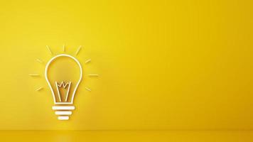 Big bulb light on a yellow background. 3D Rendering photo