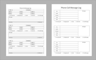 Phone call message log planner vector