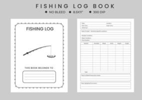 Iniciar sesión libro para pez, diario computadora portátil, cuaderno planificador o diario para niños, Niños, hombres, pescador vector