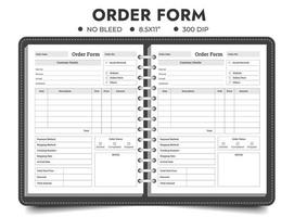 Business Order Logbook, Custom Order Form, Order Tracker, Printable Order Form Page vector