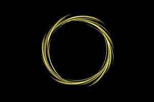 golden circle ring swirl gold color on black background. abstract background gold yellow circle with coty space vector