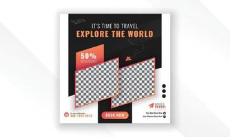 Explore the world modern creative travel social media post web banner square flyer design template vector