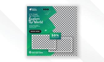 Explore the world modern creative travel social media post web banner square flyer design template vector