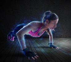 Woman workout with push up photo