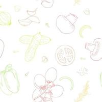 Vegetable sketch style line art iseamless pattern vector