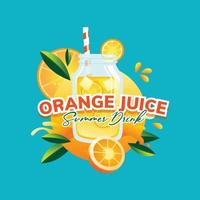 Fresh lemonade drink with straws and orange slices vector