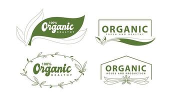 Organic product labels and badges set vector