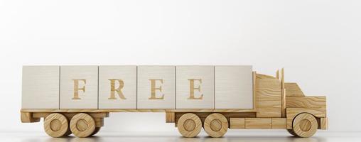 Toy truck transports large wooden cubes to advertise the service offered photo