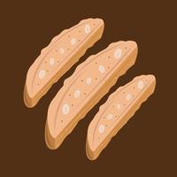 Crispy almond biscotti vector illustration for graphic design and decorative element