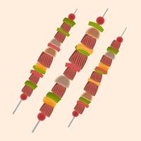 Beef kebab skewer vector illustration for graphic design and decorative element