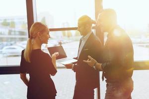 Businessman in office connected on internet network as a startup company photo