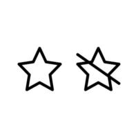 Star and star slash, like and dislike, add to favorites, bookmarks and remove from favorites icons in line style design isolated on white background. Editable stroke. vector