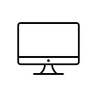 Computer, monitor screen, desktop display icon in line style design isolated on white background. Editable stroke. vector