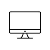 Computer, monitor screen, desktop display icon in line style design isolated on white background. Editable stroke. vector