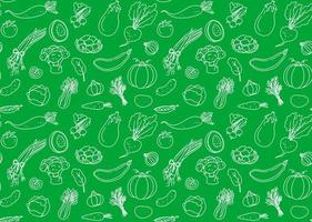 Green vegetable seamless pattern. Organic food background. Fresh doodle wallpaper vector