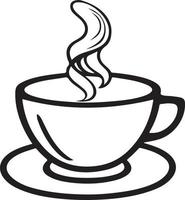 minimalista negro y blanco taza de té o café con vapor vector