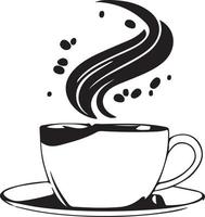 Minimalist Black and White Cup of Tea or Coffee with Steam vector