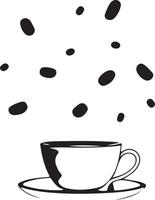 Minimalist Black and White Cup of Tea or Coffee with Steam vector