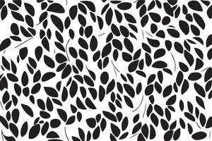 Black Leaves Seamless Pattern on White Background vector