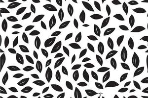 Black Leaves Seamless Pattern on White Background vector