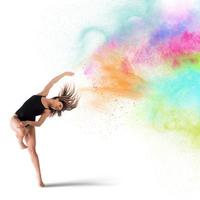 Dance with colored pigments photo