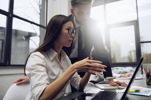 Business person in office connected on internet network. concept of startup company and consulting photo