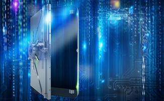 Safe cellphone from hacker attack like a strongbox. 3D Rendering photo