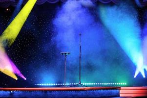 Elegant theatre show with colored spotlights and microphone photo