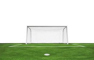Football goal at the stadium with green grass photo