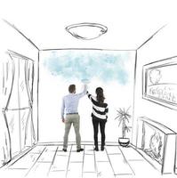 Couple painting together photo