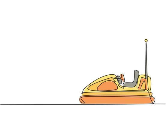 Single continuous line drawing electric dodgem car in amusement park arena  with one antenna. Bumper car for kids in funfair festival. One line draw  graphic design vector illustration 20623896 Vector Art at Vecteezy