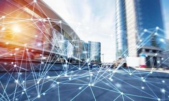 Abstract internet connection network background with motion effects photo