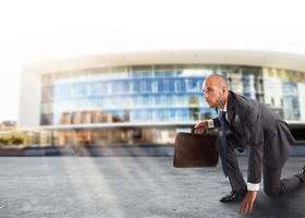 Businessman ready to start. Competition and challenge in business concept photo