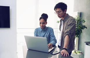 Business person in office connected on internet network. concept of startup company photo