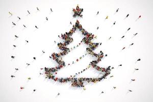 People form the shape of a christmas tree. 3D Rendering photo