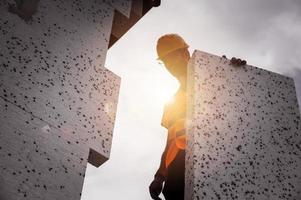 Polystyrene thermal cladding for energy saving on a construction site photo