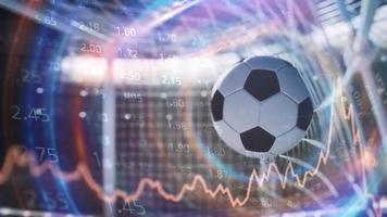 Close up of a soccer ball scoring a goal with betting odds photo