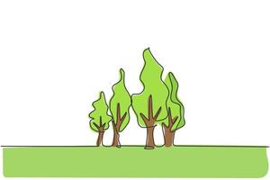 Un solo dibujo de línea continua de verde libera el árbol para el icono del parque. jardín de plantas naturales aislado concepto de minimalismo. Ilustración de vector de diseño gráfico de dibujo de una línea dinámica sobre fondo blanco