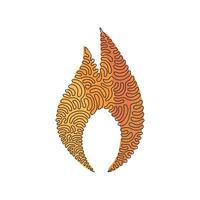 dibujo de línea continua única símbolo de logotipo de icono de emoji de llama de fuego. símbolo iluminado moderno icono simple para diseño web, aplicación móvil, interfaz de usuario. estilo de rizo de remolino. Ilustración de vector gráfico de dibujo dinámico de una línea