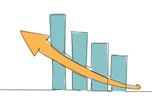 dibujo de línea continua única de signo de gráfico de barras de rendimiento de ventas en aumento. estrategia comercial exitosa de ventas. concepto de minimalismo dinámico dibujo de una línea diseño gráfico ilustración vectorial vector