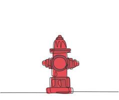 Single one line drawing of The hydrant on the side of the road is used for preventive measures in the event of a fire in the nearest building. Continuous line draw design graphic vector illustration.