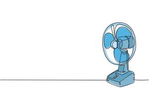 Un dibujo de línea continua de un aparato electrodoméstico con ventilador de escritorio eléctrico. concepto de plantilla de herramientas eléctricas para el hogar. Ilustración gráfica de vector de diseño de dibujo de línea única de moda