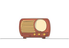 un dibujo de línea continua del reproductor de radio clásico antiguo retro. Concepto de elemento de altavoz de audio analógico vintage ilustración gráfica de vector de diseño de dibujo de una sola línea