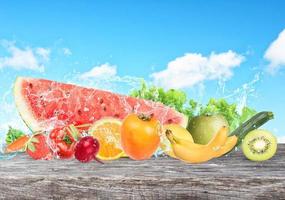 Colourful banner of fruits. Healthy food concept photo